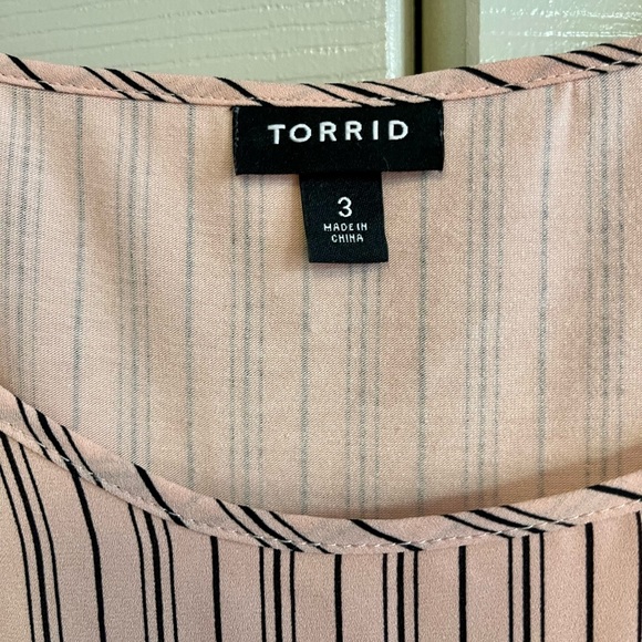 Torrid Abbey Georgette Mixed Media Pink Top with Black Stripes - Picture 5 of 12